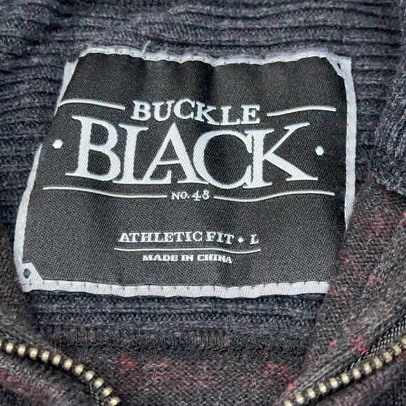 Buckle Black Sweater Mens Large Athletic Fit Colorblock 1/4 Zip Sweatshirt - Picture 2 of 8
